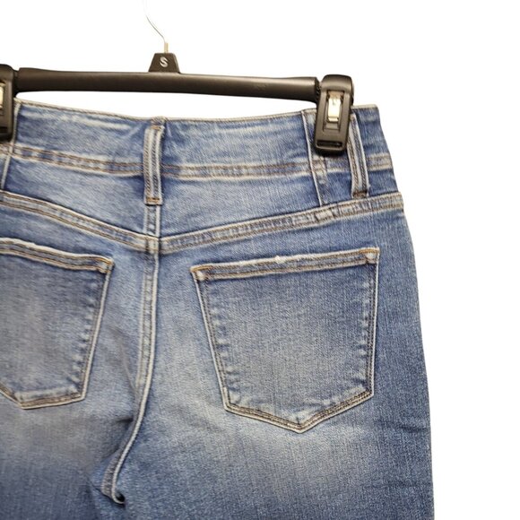 Flying Monkey Blue Boot Cut Jeans Frayed Raw Hem Cropped Ankle High Rise Size 26 - Picture 9 of 16
